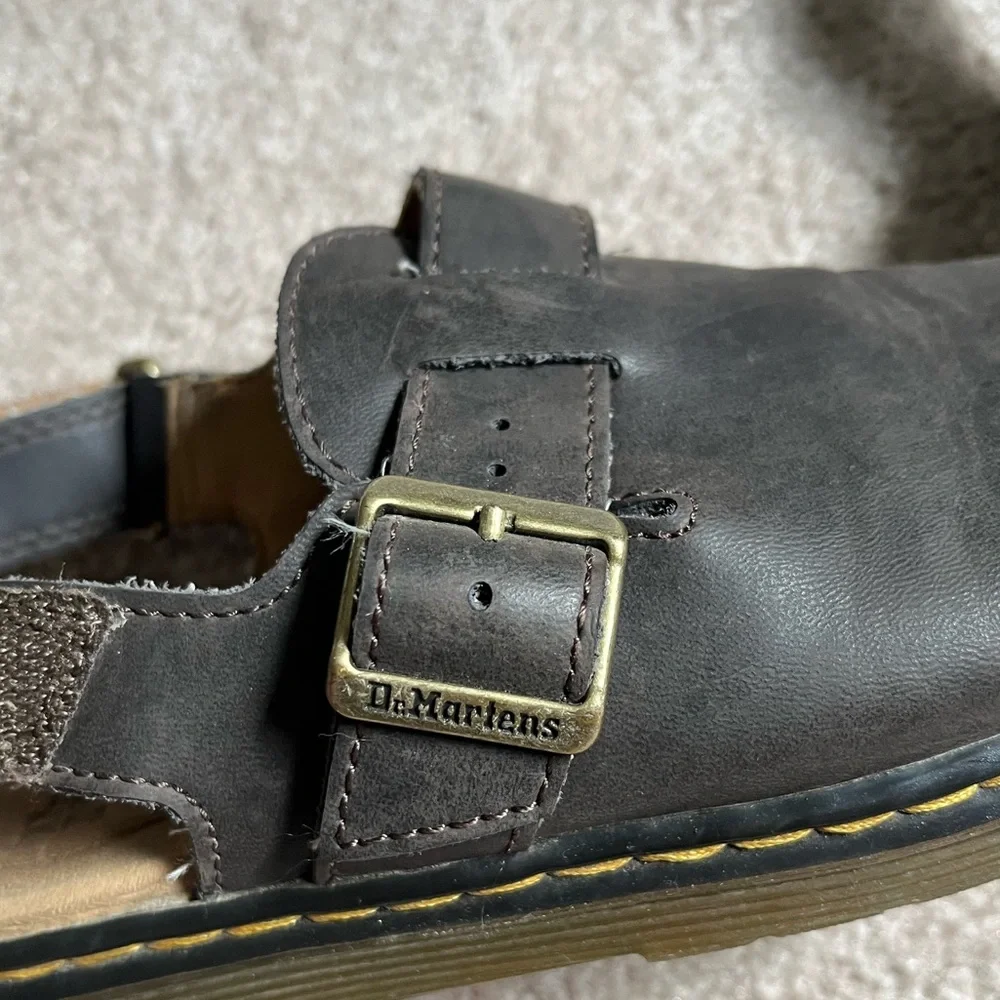 Dr. Martens Kids Brown Leather Mary Jane Clog with Buckle